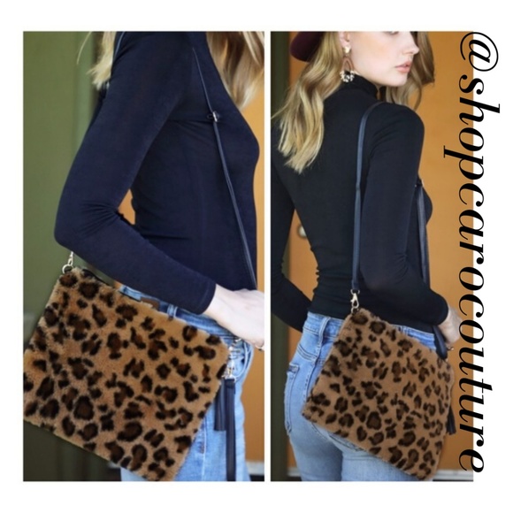 Faux Fur Leopard Shoulder Bag - Picture 2 of 8